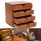Desktop Jewelry Organizer Vintage Wooden Storage Box with 4 Layers Drawers Case